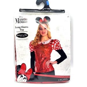 NWT Adult Disney Minnie Mouse Sequined Long  Sleeve Costume Top See Description